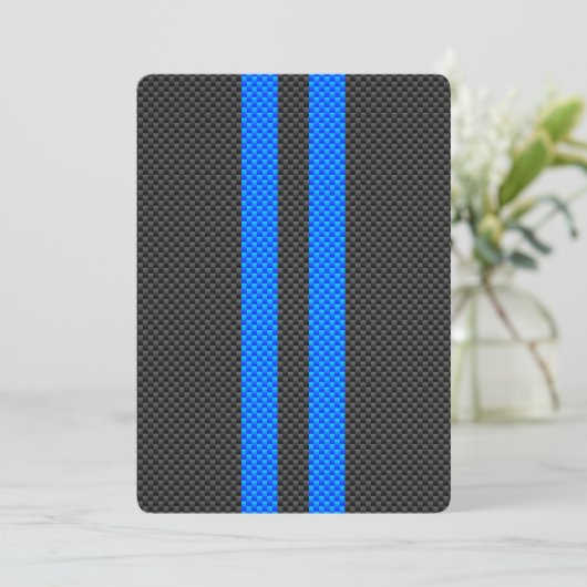 Sporty Blue Carbon Fiber Style Racing Stripes (Standing Front)