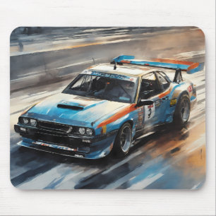 Sporty Blue Racing Car Mouse Pad