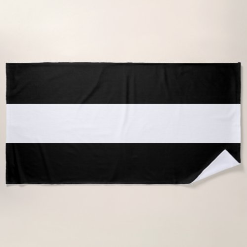 Sporty Bold Black White Wide Nautical Stripes Beach Towel