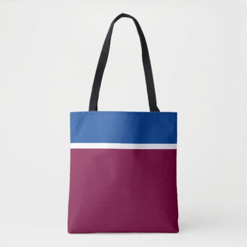 Sporty Bold Blue White Top Stripes On Deep Red Tote Bag