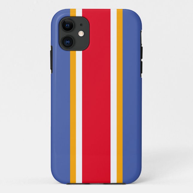 Sporty Bold Red White Blue Orange Racing Stripes Case-Mate iPhone Case (Back)