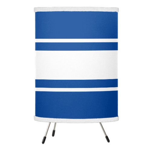 Sporty Bold White Racing Stripes On Deep Blue Tripod Lamp