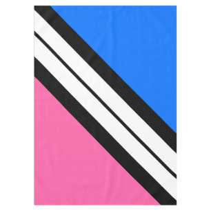 Sporty Bright Blue Pink Black White Racing Stripes Tablecloth