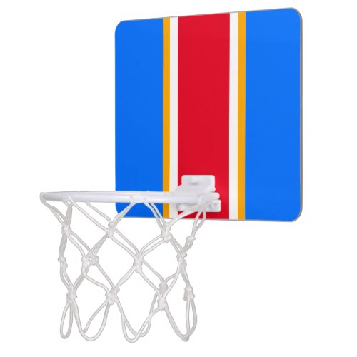Sporty Bright Blue Red Yellow White Racing Stripes Mini Basketball Hoop