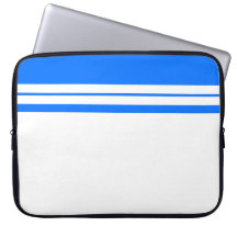 Sporty Bright Blue Twin Racing Stripes On White 