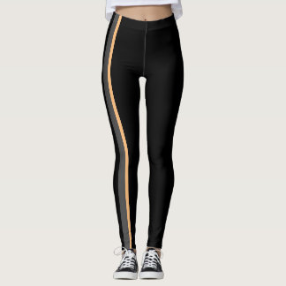 Sporty Bright Contrasting Black Vertical Lines Leggings