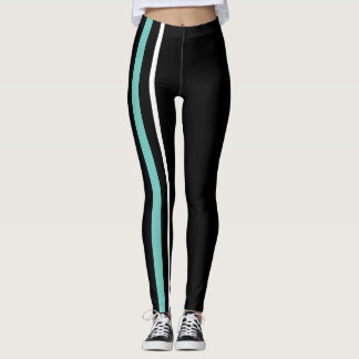 Sporty Bright Contrasting Black Vertical Lines Leggings