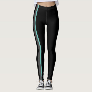 Sporty Bright Contrasting Black Vertical Lines Leggings