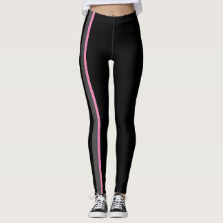 Sporty Bright Contrasting Black Vertical Lines Leggings