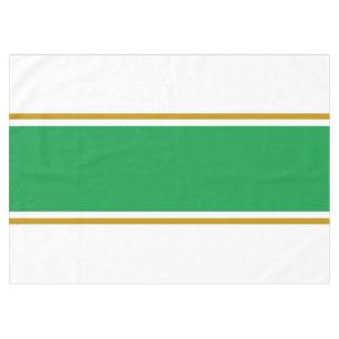Sporty Bright Green Brown Racing Stripes On White Tablecloth