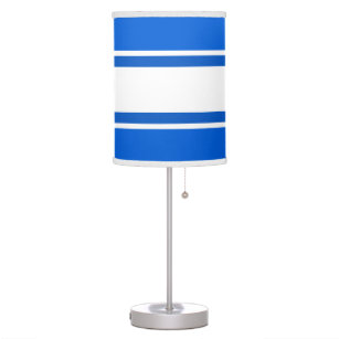 Sporty Bright Nautical Blue White Racing Stripes Table Lamp