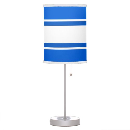 Sporty Bright Nautical Blue White Racing Stripes Table Lamp