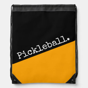 Sporty Bright Orange Black Color Block Fun Text Drawstring Bag