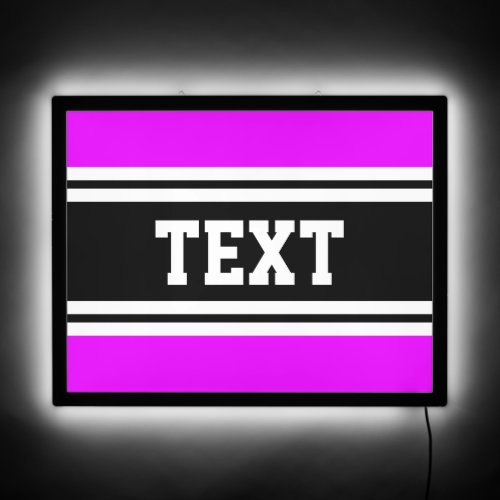 Sporty Bright Pink Black Racing Stripes Your Text  LED Sign