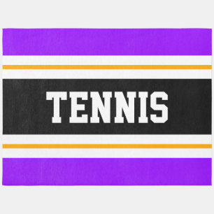 Sporty Bright Purple Black Yellow TENNIS Stripes Outdoor Rug