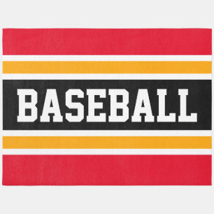 Sporty Bright Red Black Orange BASEBALL Stripes Outdoor Rug