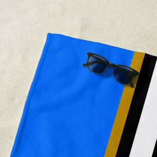 Sporty Bright Red Blue White Black Racing Stripes  Beach Towel