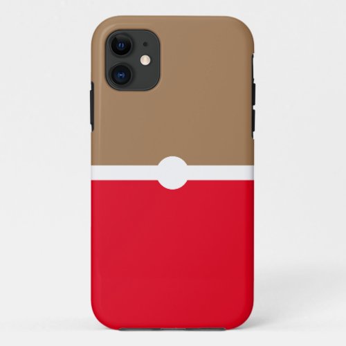 Sporty Bright Red Mocha Brown White Color Block iPhone 11 Case