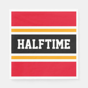 Sporty Bright Red Orange Black HALFTIME Stripes Napkins