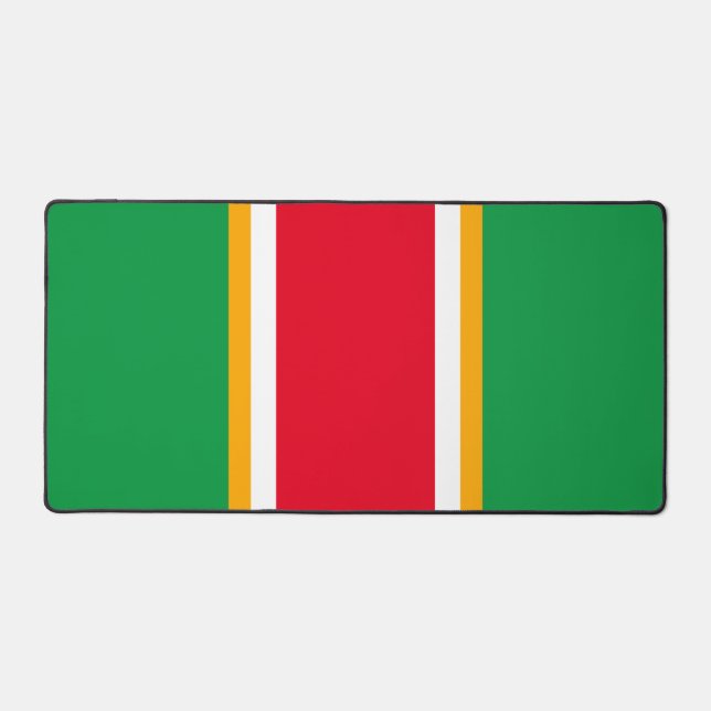 Sporty Bright Red White Kelly Green Racing Stripes Desk Mat (Front)