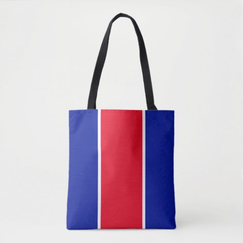 Sporty Bright Red White Royal Blue Racing Stripes Tote Bag