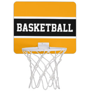 Sporty Bright Yellow Orange Black White Stripes Mini Basketball Hoop