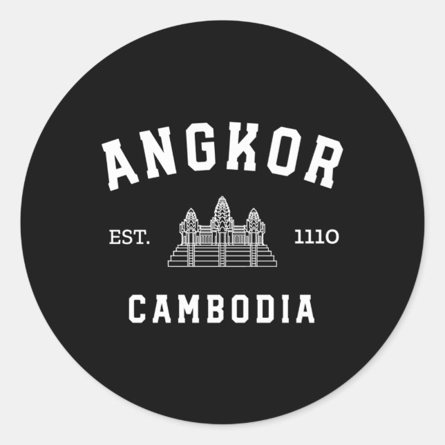 Sporty Cambodian Khmer Angkor Wat Classic Round Sticker (Front)