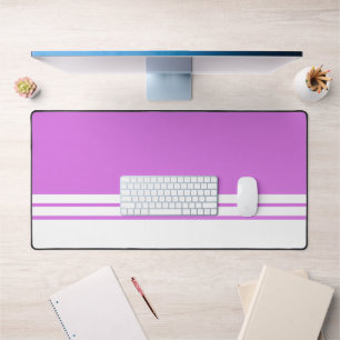 Sporty Candy Pink White Bottom Racing Stripes Desk Mat