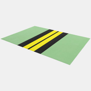Sporty Chic Sage Green Yellow Black Racing Stripes Outdoor Rug