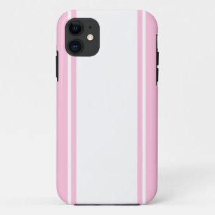 Sporty Chic White Racing Stripes Light Pink Edges iPhone 11 Case