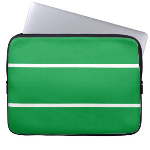Sporty Chic White Stripes Kelly Green Background Laptop Sleeve