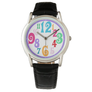 Sporty Colorful Chic Purple Trim Watch Face Number