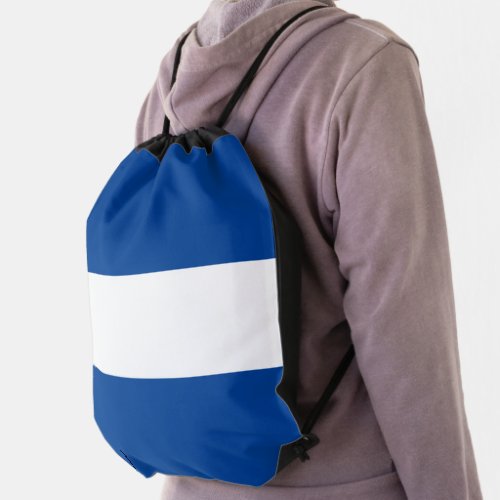 Sporty Colorful Deep Blue White Nautical Stripes Drawstring Bag