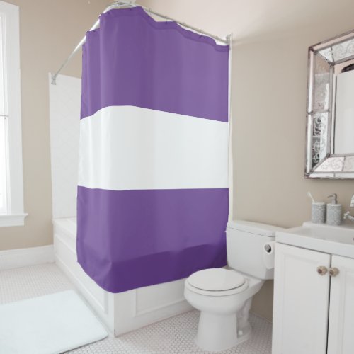 Sporty Colorful Fun Wide Bold Purple White Stripes Shower Curtain