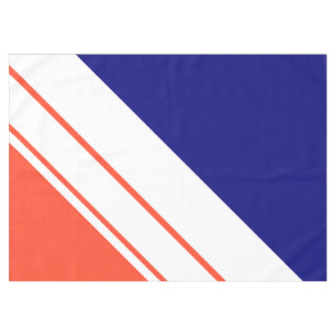 Sporty Colorful Orange Navy Diagonal Party Stripes Tablecloth