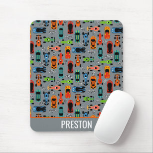 Sporty Colorful Racing Cars Kids Personalized Mouse Pad