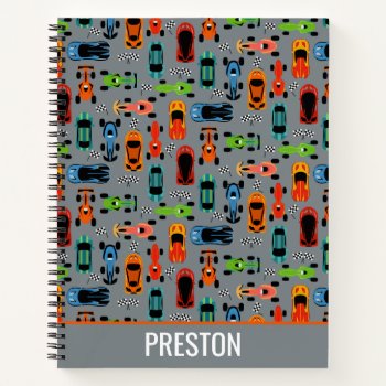 Sporty Colorful Racing Cars Kids Personalized Notebook by LilPartyPlanners at Zazzle