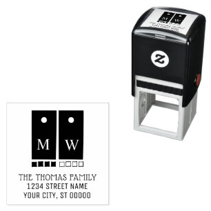Sporty Cornhole Toss Game and Bags Name Address Self-inking Stamp