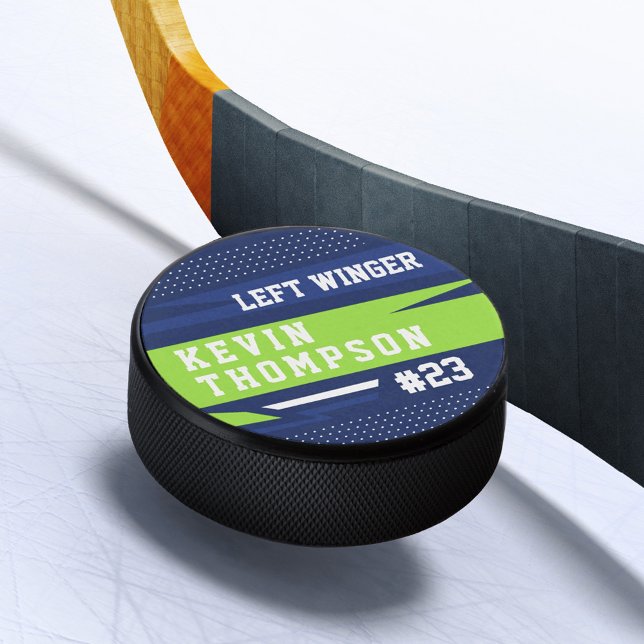 Sporty Custom Personalized Player Name & Number  Hockey Puck (Sporty Custom Personalized Player Name & Number Hockey Puck)