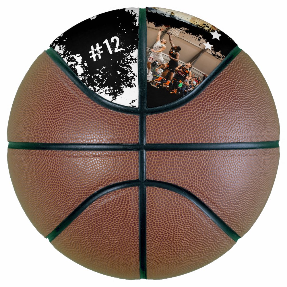 Disover Sporty Custom Player Name & Number 3 Photo Collage Basketball