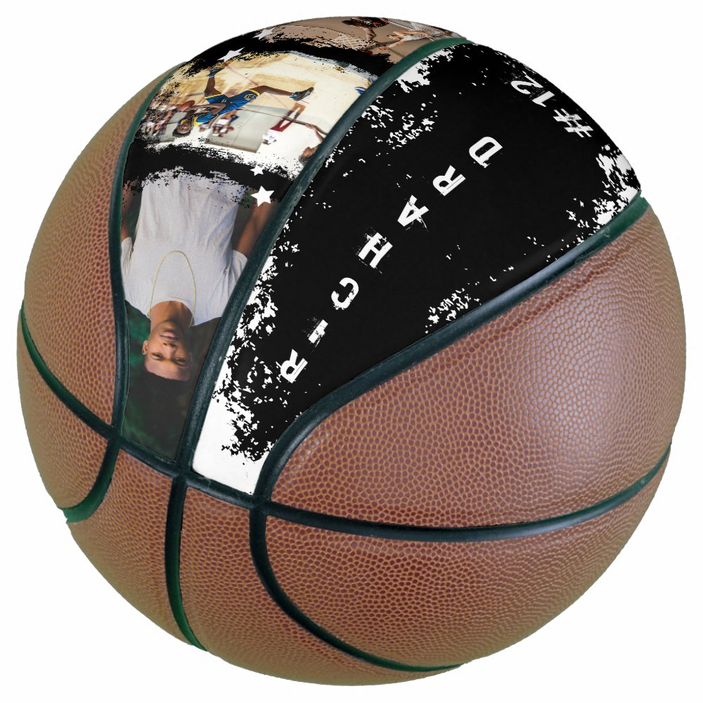 Disover Sporty Custom Player Name & Number 3 Photo Collage Basketball