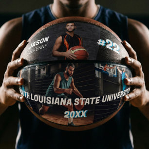 Sporty Custom Player Name Number Photo Collage  Basketball