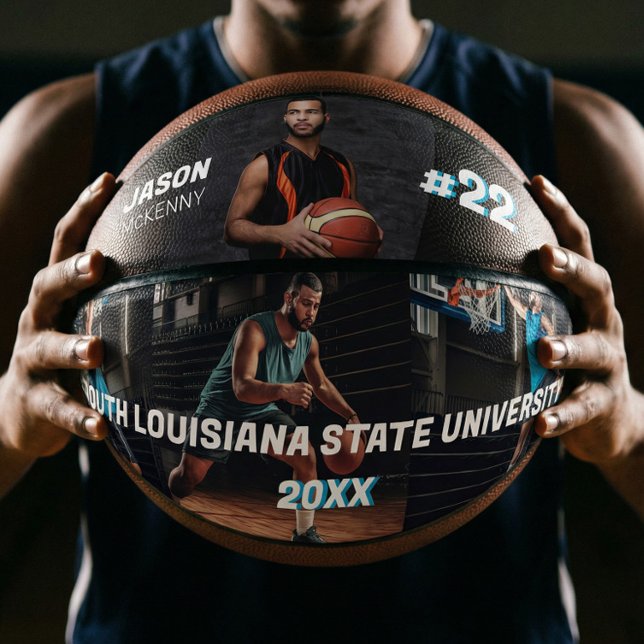 Sporty Custom Player Name Number Photo Collage  Basketball (Sporty Custom Player Name Number Photo Collage Basketball)