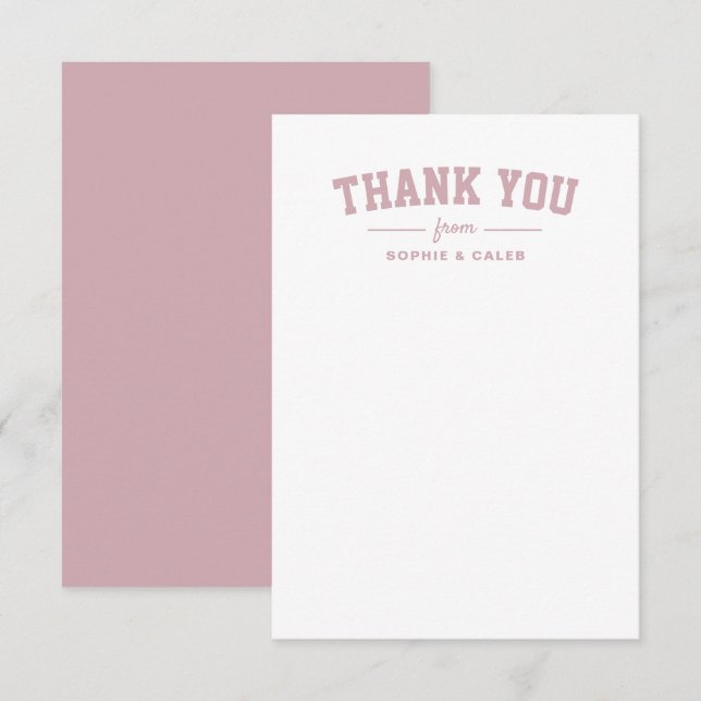 Sporty cute pink personalized baby shower thank you card (Front/Back)