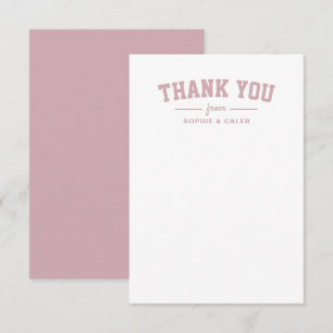 Sporty cute pink personalized baby shower thank you card