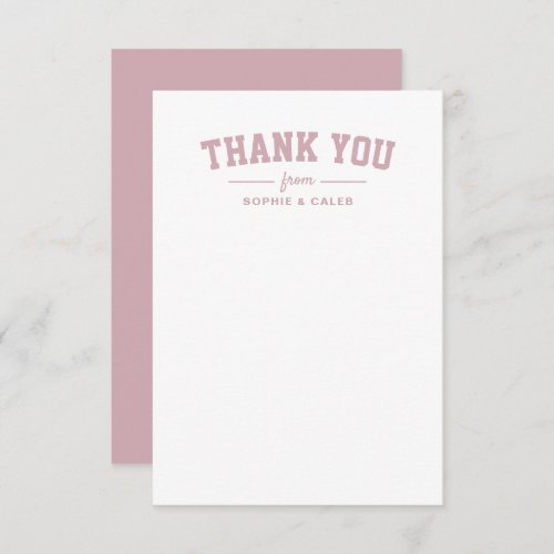 Sporty cute pink personalized baby shower thank you card