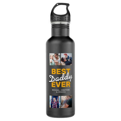 Sporty Dad 4 Photo Collage Stainless Steel Water Bottle