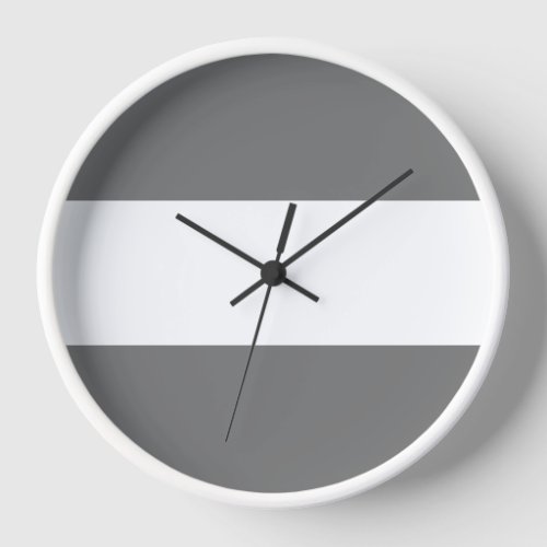 Sporty Dark Gray White Wide Bold Nautical Stripes  Clock