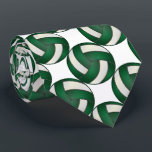 Sporty Dark Green and White Volleyball Tie<br><div class="desc">Volleyball Sport Men's Tie - Two side print. Featuring a dark green and white sport volleyball pattern on a white background. A great gift for a volleyball player, volleyball fan or volleyball team coach, a fun sports design. More colors are available if you can't find your colors, please contact me....</div>