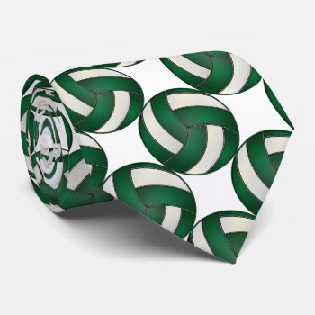 Sporty Dark Green And White Volleyball Tie by DesignsbyDonnaSiggy at Zazzle
